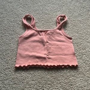Pink ribbed crop top